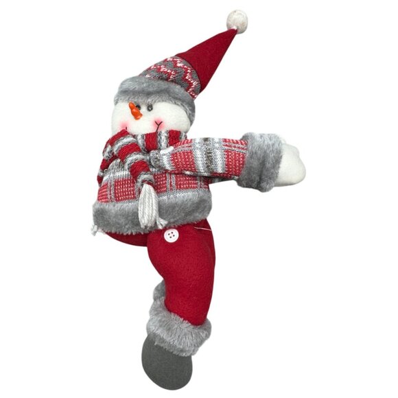 Christmas Holiday Plush Snowman Doll with Red & Gray Used READ - Picture 1 of 9